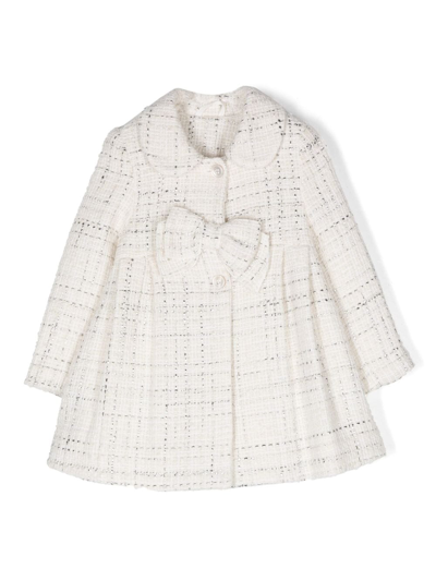 Lapin House Babies' Bow-detail Tweed Coat In Neutrals