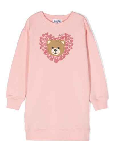 Moschino Kids' Teddy Bear-print T-shirt Dress In Pink