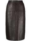 P.A.R.O.S.H PANELLED LEATHER PENCIL SKIRT