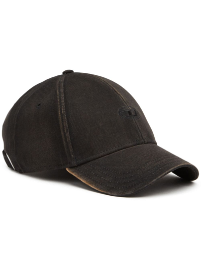 Diesel Baseball Cap In Washed Cotton Twill In Nero