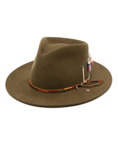 Nick Fouquet Matchstick-detail Wool Felt Fedora In Green