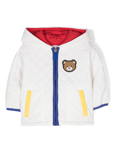 Moschino Babies' Teddy-patch Quilted Jacket In White