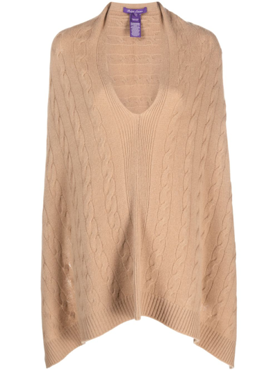Polo Ralph Lauren Cable-knit Cashmere Poncho In Brown