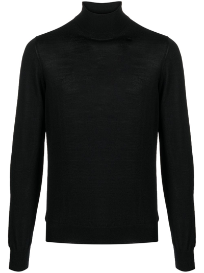 Tagliatore Roll-neck Fine-knit Jumper In Black