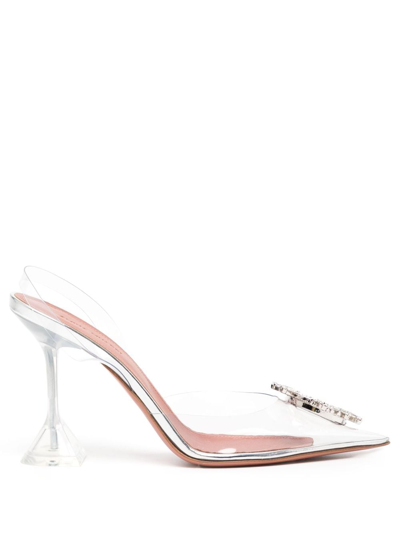 Amina Muaddi Begum 90mm Slingback Pumps In Silver