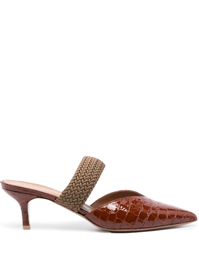 Malone Souliers Maisie Mock-croc Leather Mules In Cinnamon