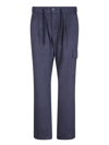 Herno Blue Mid-rise Regular Fit Straight Hem Trousers In Blue