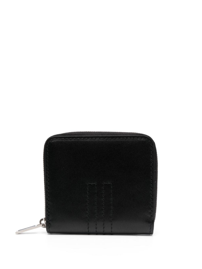 Rick Owens Logo-stitch Leather Wallet In Black