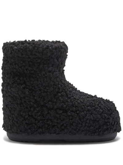 Moon Boot Icon Low Faux-shearling Boots In Black
