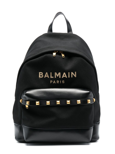 Balmain Kids' Logo-print Cotton Backpack In Black