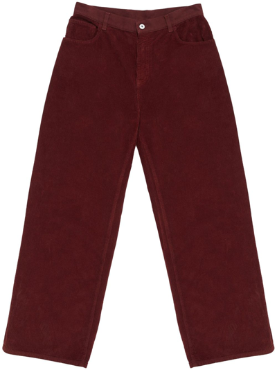 Marcelo Burlon County Of Milan Corduroy Wide-leg Trousers In Red