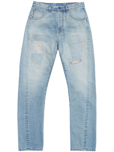 Marcelo Burlon County Of Milan Bleached Straight-leg Jeans In Blue