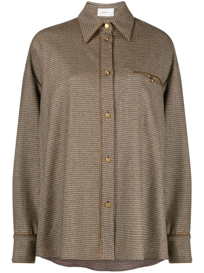 Bally Houndstooth-pattern Oversized Shirt In Brown