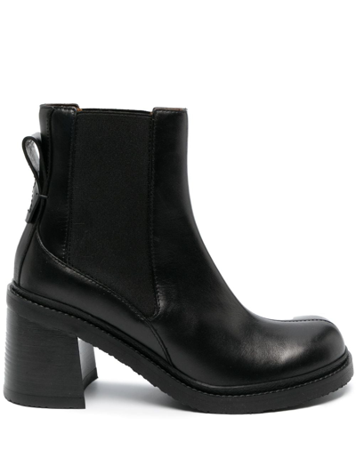 See By Chloé 80mm Leather Ankle Boots In Black
