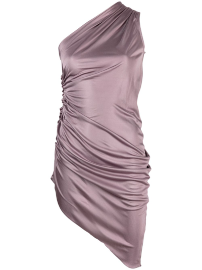 Atlein One-shoulder Draped Dress In Purple