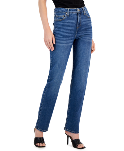 Inc International Concepts Women's High-rise Straight-leg Jeans, Created For Macy's In Medium Indigo