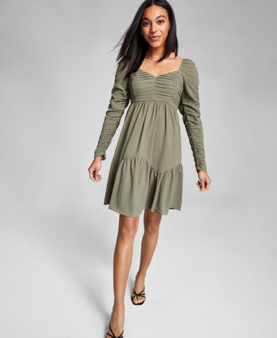 And Now This Women's Ruched Fit & Flare Mini Dress In Crushed Oregano