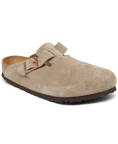 Birkenstock Men's Boston Soft Footbed Suede Leather Clogs From Finish Line In Beige