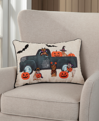 Arlee Home Fashions Halloween Truck Decorative Pillow, 14" X 20" In Black