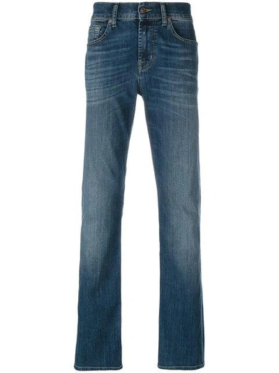 7 For All Mankind Stonewashed Regular Jeans In Blue
