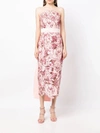 MARCHESA STRAPLESS COLUMN MIDI DRESS