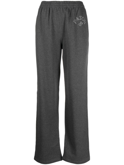 Patou Logo-appliqué Cotton Track Pants In Grey