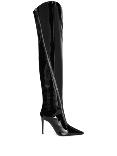 Giuseppe Zanotti Crudelia 105mm Patent Leather Boots In Black