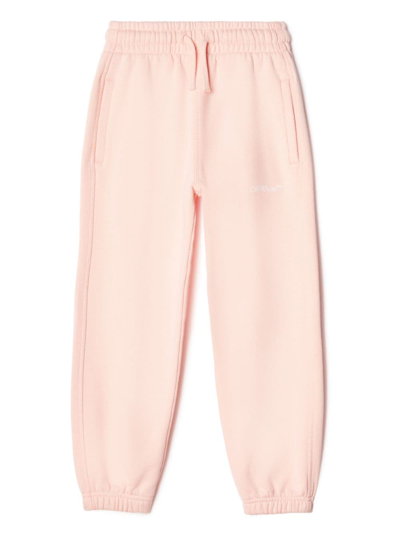 Off-white Kids' Diag-stripe Cotton Track Trousers In Pink