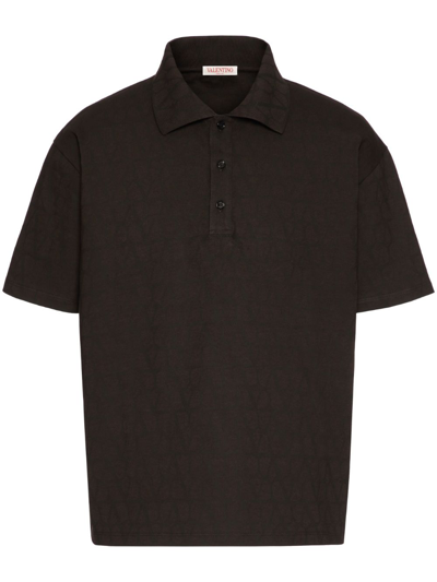 Valentino Toile Iconographe-pattern Polo Shirt In Ebony/black