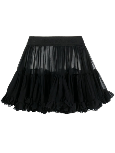 Dsquared2 Ruffled A-line Miniskirt In Black