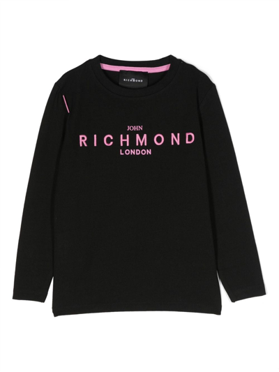 John Richmond Junior Kids' Logo Embroidered Jersey Sweatshirt In Black
