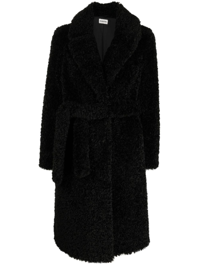 P.a.r.o.s.h Belted Faux-shearling Coat In Black