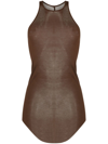 Rick Owens Ribbed-jersey Tank Mini Dress In Brown