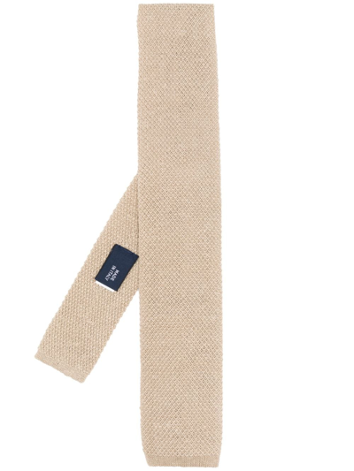 Polo Ralph Lauren Mens Tan Square-tip Knitted Linen Tie