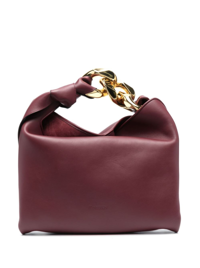 Jw Anderson Small-chain Leather Tote Bag In Brown