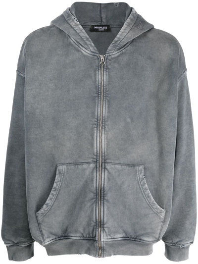 Mainless Distressed Hooded Jacket In Grey