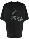 We11 Done Destroyed Reverse Logo Cotton T-shirt In Black