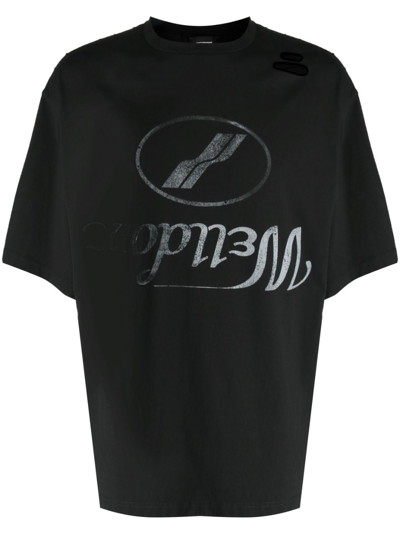 We11 Done Logo-print Cotton T-shirt In Black
