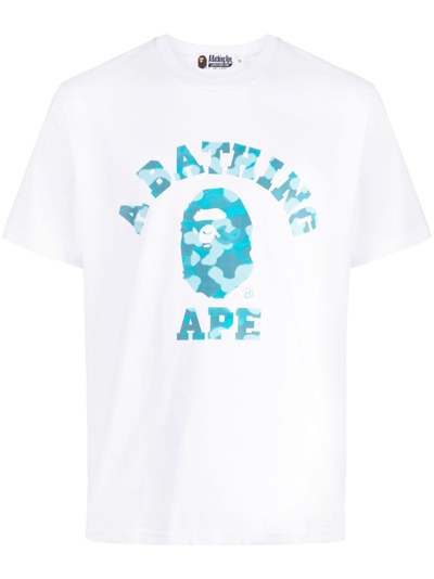 A Bathing Ape Radiation College Camouflage-print T-shirt In White