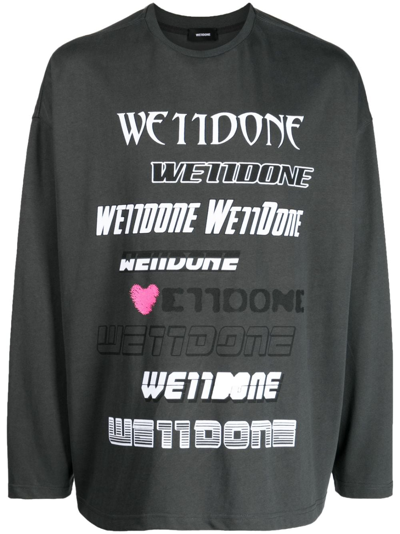 We11 Done Logo-print Cotton T-shirt In Grey