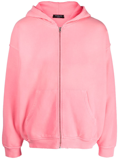 Mainless Distressed Hooded Jacket In Pink