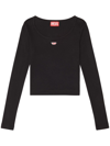 Diesel Long-sleeve Top With Embroidered D Patch In Black