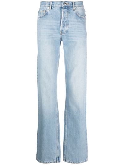 Mainless Logo-patch Mid-rise Jeans In Blue