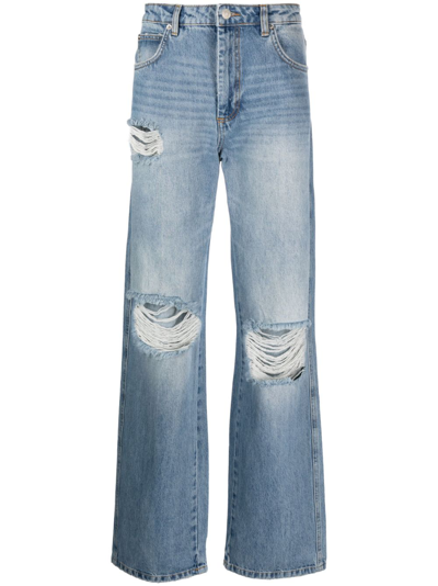 Mainless Ripped High-waist Jeans In Blue