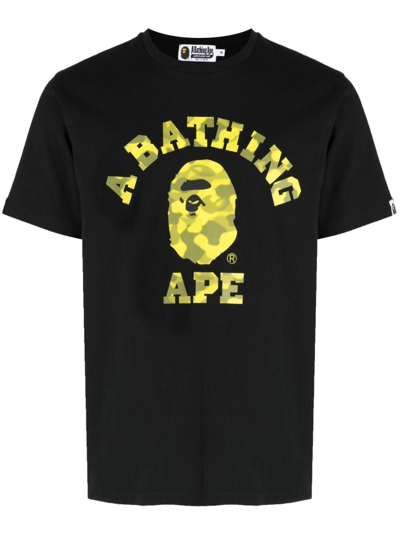 A Bathing Ape Radiation College Camouflage-print T-shirt In Black