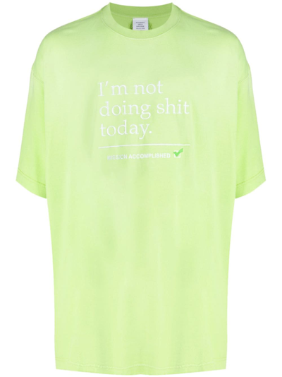 Vetements Slogan-print Cotton T-shirt In Green
