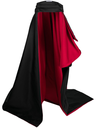Moschino Draped Satin Asymmetric Skirt In Black