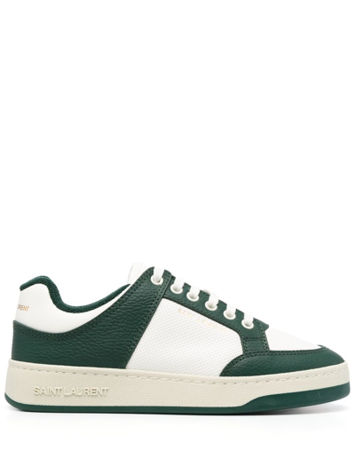 Saint Laurent Sl61 Logo-print Leather Trainers In Green