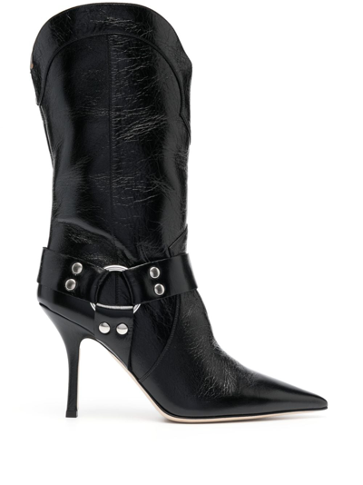 Paris Texas Pointed-toe Leather Boots In Black