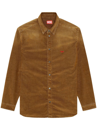 Diesel D-simply Corduroy Shirt In Brown